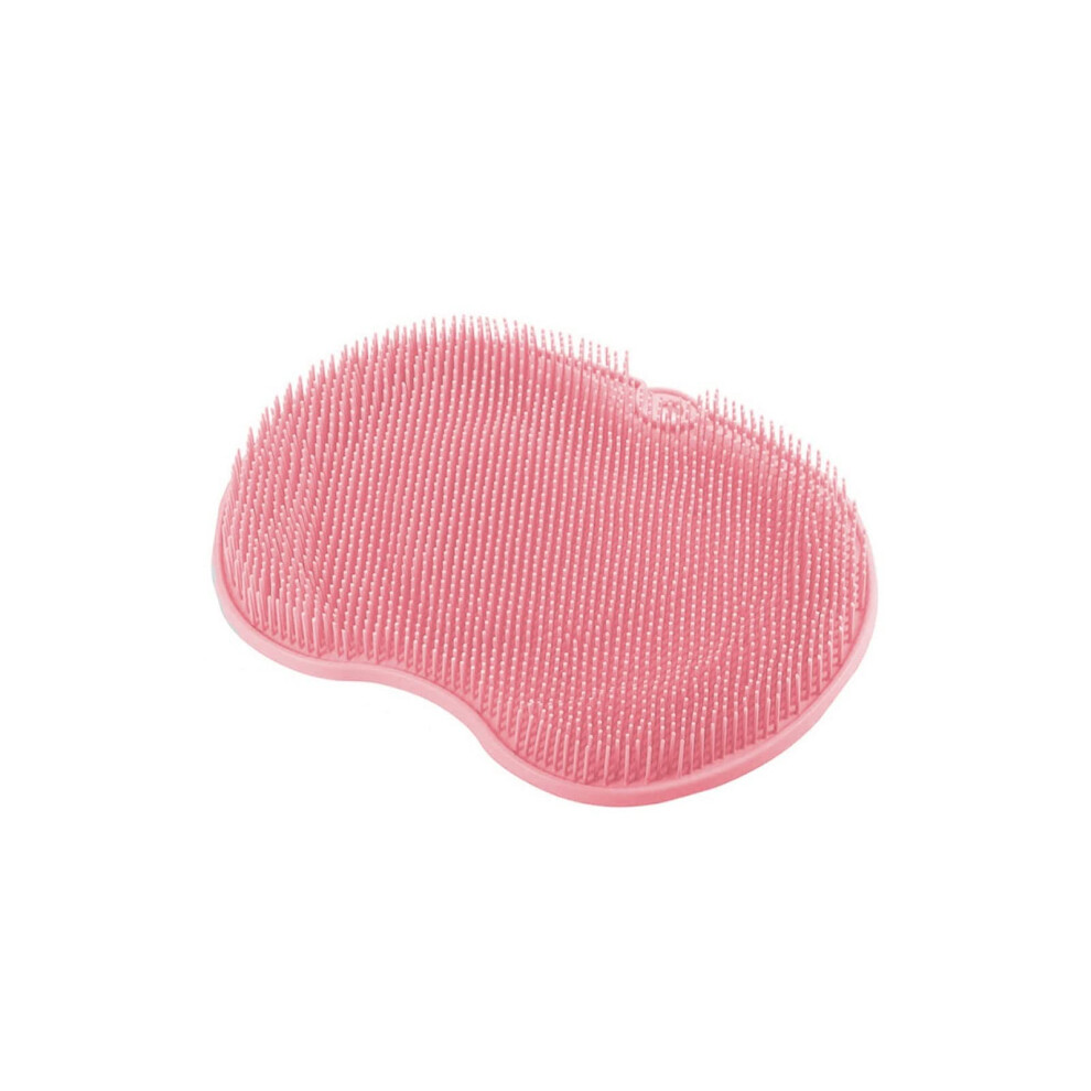Pink Shower Brush With Long Nonslip Handle, Suction Base Back Scrubber And Foot Cleaner Â