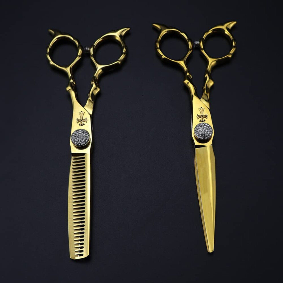 Gold Hair Cutting Scissors 6 Inch Japanese Steel Barber Set With Precision Edge And Ergonomic Grip