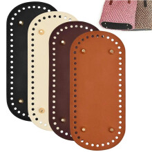 4Pcs Leather Crochet Bag Base with Holes 8.7x4 Wearproof Bottom for Handbag Tote Crossbody