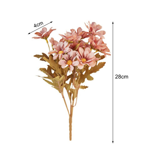Künstliche Chrysantheme mit grünem Blatt, einzeln, gelb 2