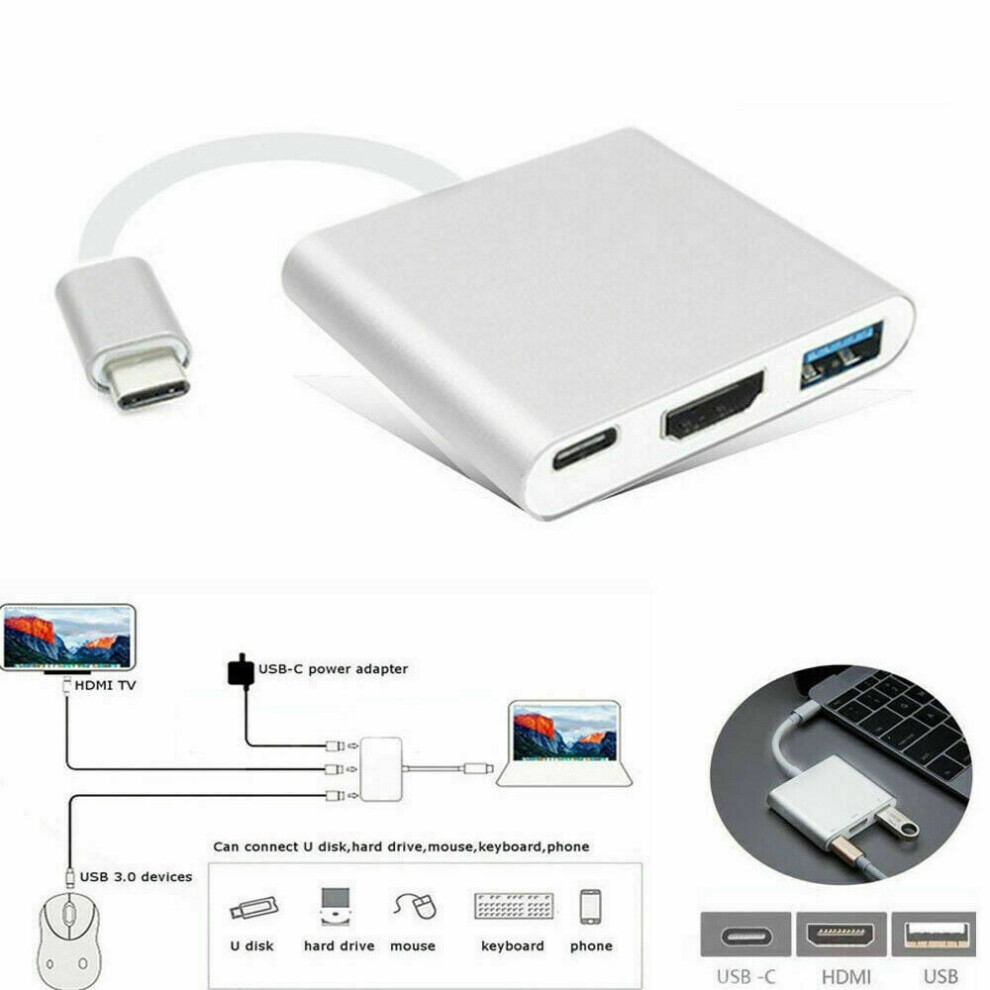 Type C Usb 3.1 To Usb-C 3.0 4K Hdmi Adapter Cable 3 In 1 For Android Compatible With Lg Compatible With Samsung 9164030347571