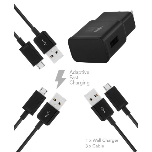 Compatible avec le chargeur LG G3Stylus, kit de câble micro USB 2.0 d'Ixir : chargeur mural + 3 câbles, charge rapide adaptative numérique,