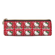 Husă de papetărie triunghiulară din piele cu imprimeu de Crăciun Hello Kitty, capacitate mare, cu fermoar, husă de papetărie triunghiulară
