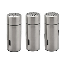 Conjunto de 3 Saleiros e Pimenteiros em Aço Inoxidável com Peneira para Sal, Açúcar, Pimenta e Temperos.