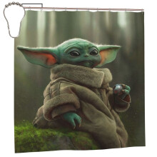 Zasłona prysznicowa Baby Yoda 60x72 cale, wodoodporna, odporna na pleśń, zaciemniająca, zapewniająca prywatność, z nadrukiem artystycznym w