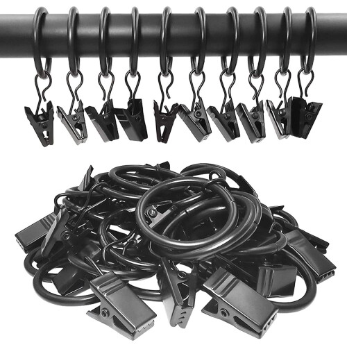 lulshou40Pack Μεταλλικοί κρίκοι κουρτινών με κλιπς, κλιπ για καπέλα και ρούχα, κλιπ για 1