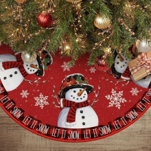 Spódnica choinkowa Colorlife Let It Snow Snowman, mata choinkowa na zimowe przyjęcie, dekoracja do wnętrz i na zewnątrz, 36 cali