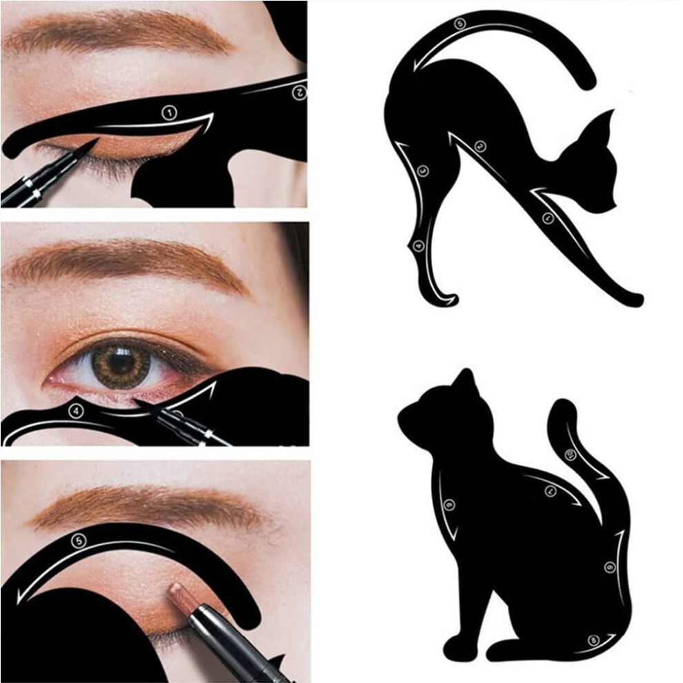 8Pcs Cat Eyeliner Stencil Set, Reusable PVC Winged Eyeliner Template Guide for Beginners