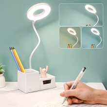 Nová LED stolní lampa, skládací, do zásuvky, s 3barevnou teplotou a plynulým stmíváním, držák na telefon/pero, ochrana proti modrému