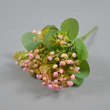 DAMIFU Kunstbloem met handvat van plastic, geïnspireerd op een liefdesboon, bloemaccessoire, decoratief boeket, roze