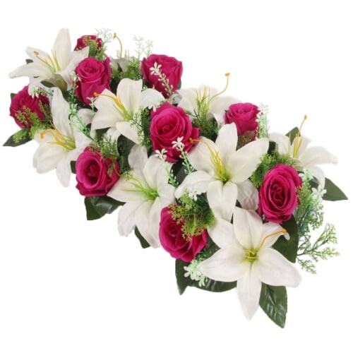 Τεχνητά Λουλούδια Sunjoy Tech, Ρουστίκ Floral Swag για Πρέβεζα, Πράσινα Φύλλα, Τριαντάφυλλο,