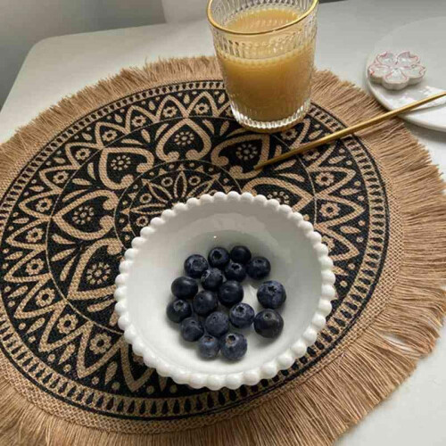 Στρογγυλό σουπλά Boho 15 ιντσών, σουπλά από γιούτα με υφαντό ύφασμα από αγρόκτημα 2