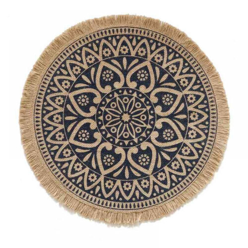 Στρογγυλό σουπλά Boho 15 ιντσών, σουπλά από γιούτα με υφαντό ύφασμα από αγρόκτημα