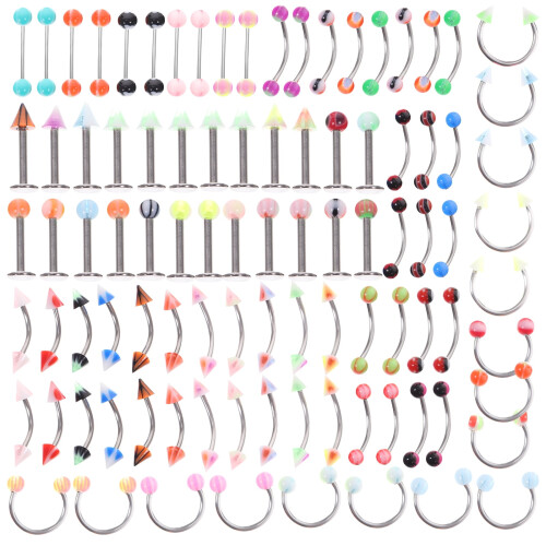 σετ κιτ piercing κοσμημάτων σώματος, φρύδια, γλώσσα, χείλια, διακοσμητικά δαχτυλίδια