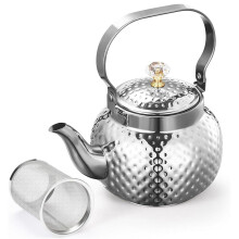 Tetera de acero inoxidable con infusor de 1,2 L, filtro extraíble para filtrar té u otros tés, color plata.