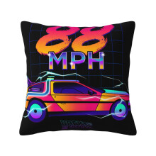 Capas de almofada decorativas quadradas de linho com estampa "De Volta para o Futuro", em juta, para cama, sofá ou banco, 45 cm x 45 cm (18 x 18
