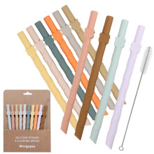 Clinaoy10 Canudos de Silicone Coloridos Reutilizáveis Fáceis de Limpar Livres de BPA Grau Alimentício Laváveis na Lava-louças Canudos Retos