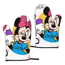 2er-Pack niedliche Ofenhandschuhe mit Gummienten-Motiv, Mickey Mouse-Cartoon, geeignet zum Grillen, Backen, Kochen und für die Mikrowelle