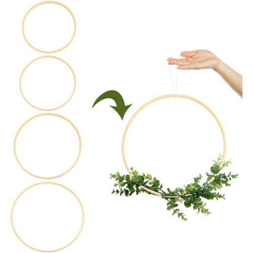 8 argolas de bambu em 4 tamanhos para macramê, flores de madeira e bambu. 2