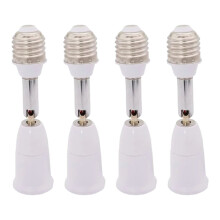 XIUH E27 naar E27 fittingverlenger, buigbare verstelbare adapter voor het ombouwen van lampen, max. 180, compatibel met E27, 4 stuks, wit