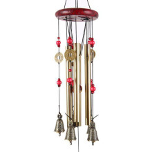 Sino de Vento Metálico com 8 Tubos e Topo de Madeira, 60 cm (24") para Decoração de Jardim Externo, Sinos Relaxantes para Casa - Compatível com