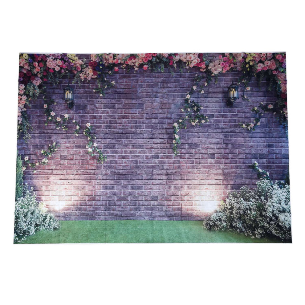 7X5ft Flowers Wall Photography Backdrops Brick Backdrop Spring Stuido Background 9164030744486