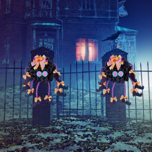 22 hüvelykes Halloween koszorú boszorkánylábbal, kompatibilis bejárati ajtóval, ablakkal, beltéri, verandai és kültéri dekorációval