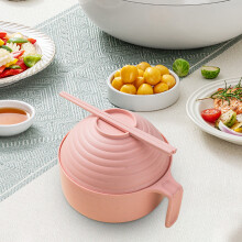 Cailmei Instant Noedelkom met Deksel, Serviesgoed, Studentenkamer Kom en Eetstokjes Set Instant Noedelkom met Deksel D15.5 * 15.5 * 13Cm