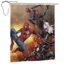 Waterdicht douchegordijn met Spider-Verse-thema, decoratieve douchegordijnset voor de badkamer met haken, 60x72 inch.