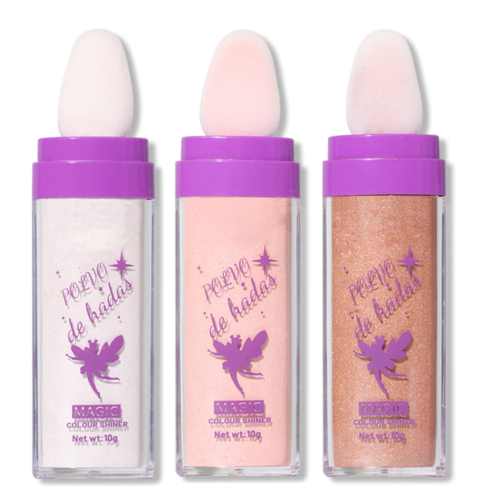 White Highlighter Powder Stick With Sponge Applicator, Longlasting Shimmer Glow For Face And Body 01# Moonbeam
