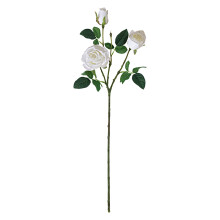 Künstliche Rosenblume (1 Zweig), realistisch aussehend, kein Wasser nötig, zarte Kunstseide, 3 Köpfe, künstliche Rosenblüten, Balkondekoration,