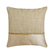 Dekorative beige 14"x14" (35x35 cm) pudebetræk, jute og satin jute blonde pyntepuder til sofa, patchwork mønster moderne stil - jute elfenben