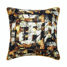 HomeCentric Decoratieve Kussenhoezen 35,5 x 35,5 cm, Jute textuur, Marokkaans patroon, Moderne stijl, Geschikt voor Zwarte Sierkussens - Maze Noir
