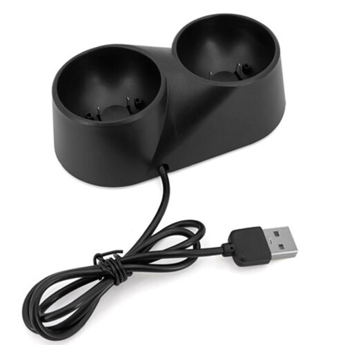 BYDOT Dual Charger Dock Til PS4VR Move PSVR Controller Opladningsstation Til VR Motion Controller Sort Dock Station