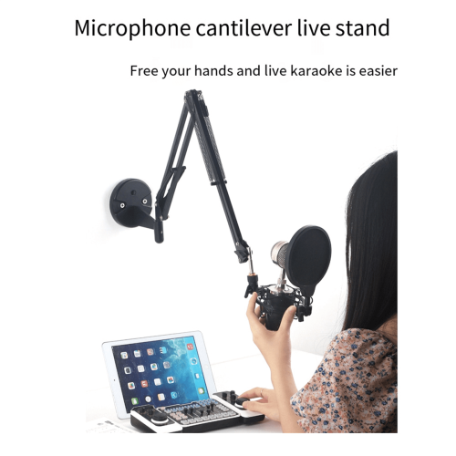 Adjustable Bracket Wall Mounted Microphone Support Fixed Base Punching Holes Universal Microphone and Light Holder 2