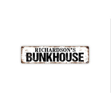 Rustiek metalen straatnaambord of deurnaambord (Bunkhouse Sign), formaat: 4x16 inch.