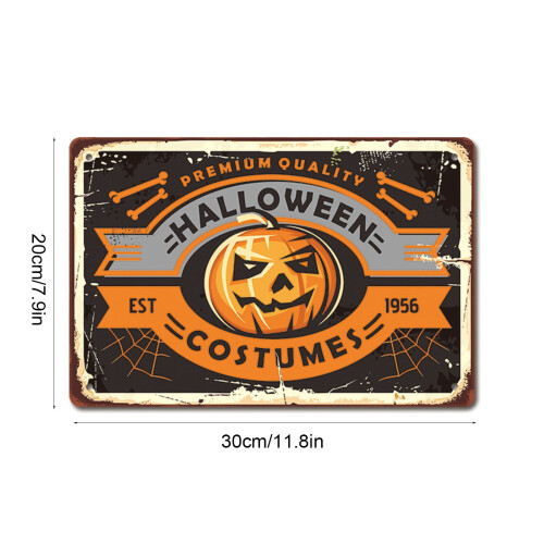 Placa de metal decorativa de Halloween YiFudd de 30x20 cm (12x8 polegadas), ideal para decorar paredes e portas internas. 2