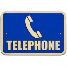 Panneau en bois Téléphone 9" x 6"