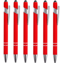 Lot de 6 stylos à bille avec stylet, stylo en métal 2 en 1, encre noire, pointe moyenne de 1,0 mm, stylet pour écrans tactiles