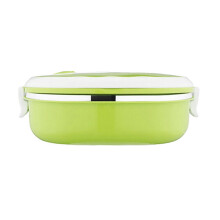 Boîte à lunch isotherme rectangulaire Hariumiu 1/2 couche en acier inoxydable, verte, 1 couche