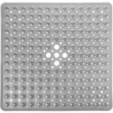 Tapis de bain carré DISEN pour douche et baignoire, antidérapant, avec ventouses et trous d'évacuation, lavable en machine, 53 x 53 cm, gris