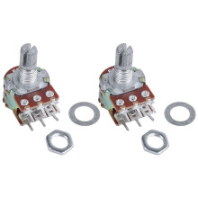 2 szt. srebrny metalowy potencjometr B50K50K Ohm6-pinowy podwójny 3,8 x 2,8 x 1,7 cm