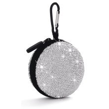 Étui pour écouteurs, petit étui de transport orné de strass et de cristaux, pochette de rangement portable avec mousqueton (1 pièce)
