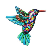 Metallinen kolibri-seinätaide - Värikäs lintuveistos puutarhaan, kotiin, juhlakoristeeseen - Sininen ulkometalliaitakoriste