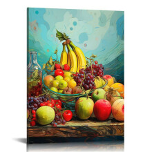 ONETECH Kitchen Canvas Wall Art, Fruit Picture Dining Room Painting for Home Decor, Healthy Food Artwork Compatible with Kitchen Restaurant