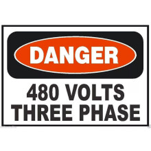 Fare 480 volt trefase elektrisk sikkerhetsskilt metall aluminium veggskilt størrelse: 8x12 tommer