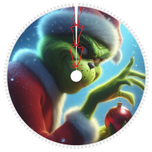 Weihnachtsbaumdecke „Der Grinch“ mit Pompon-Borte, Weihnachts- und Silvesterdekoration, 48