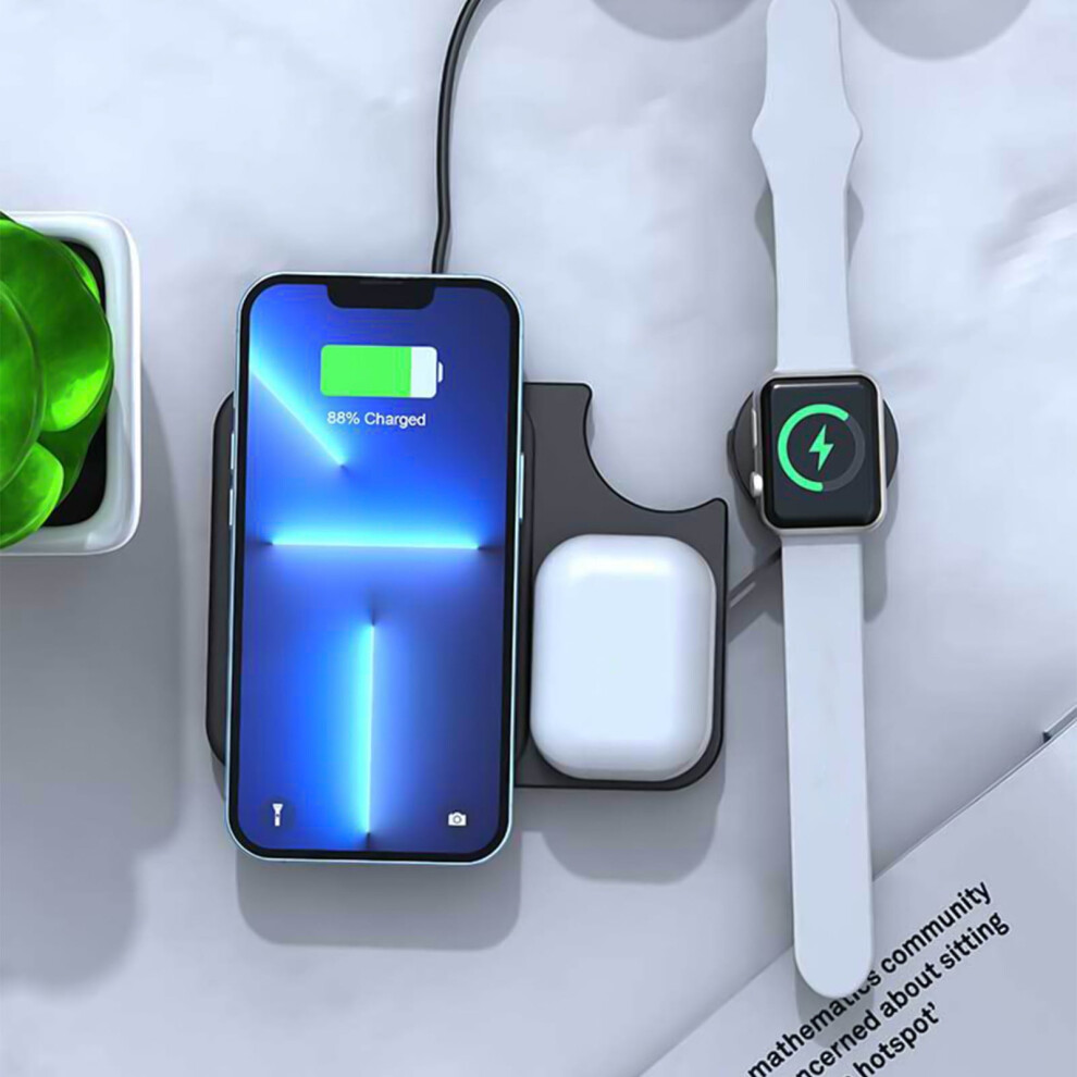 Lmueinov 3-In-1 Wireless Charger Up To 15W, Compatible With Ios & Android, Watches & Headphones, Fast Charging Pad 9164030193475