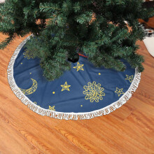 Weihnachtlicher Baumrock mit Fransen und Spitze, Boho-Stil, Sonne, Mond, Sterne, weich, leicht, angenehme Haptik, 91 cm (36 Zoll)