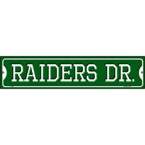 Placa de metal decorativa "Raiders Dr" para porta de casa, garagem ou parede. Tamanho: 4x16 polegadas.